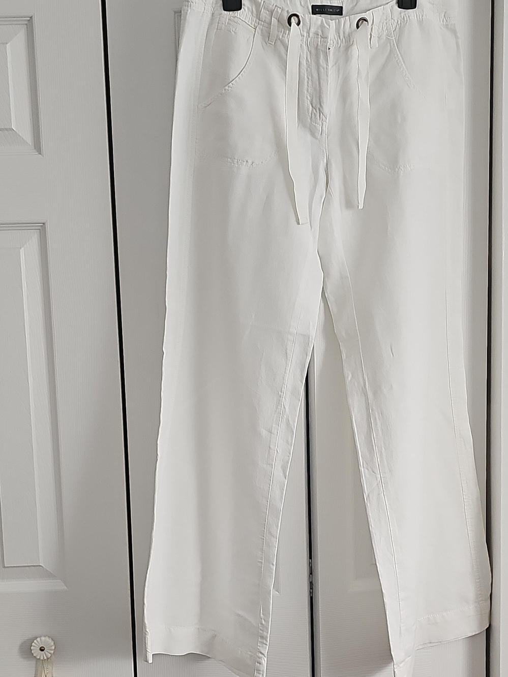 Willi Smith White Pants with Black Brand Label